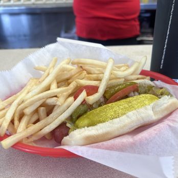 Arnie's Dog House - Chicago style hot dog on a Mary Ann bun - American Near Me - Whiting, Indiana Arnie's Dog House - Chicago style hot dog on a Mary Ann bun - American Near Me - Whiting, Indiana