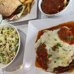 Villa Rustica Pizzeria - Chicken panini, eggplant parmigiana, Cesar salad