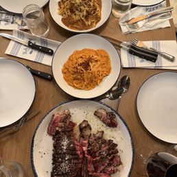 Tagliatelle al Ragu, Spicy Vodka & Fiorentine - prince Tagliatelle al Ragu, Spicy Vodka & Fiorentine - prince