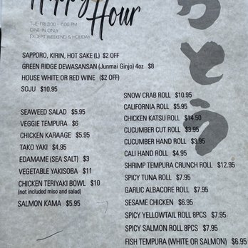 Sushi Gato - Happy hour menu - Sushi Bars Near Me - San Diego, California