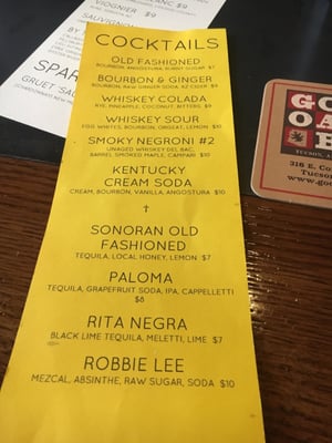 Menu photo 8 Good Oak Bar Tucson, AZ