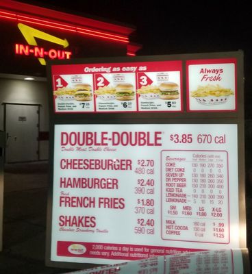 Menu photo 4 In-N-Out Burger Las Vegas, NV