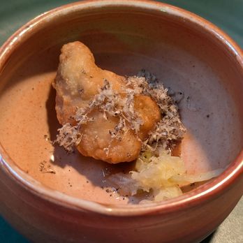 Langbaan - Sweetbreads with a date jaew sauce, white kimchi, black truffle - Thai Near Me - Portland, Oregon Langbaan - Sweetbreads with a date jaew sauce, white kimchi, black truffle - Thai Near Me - Portland, Oregon