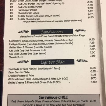 Monroe's Restaurant - Menu - New Mexican Cuisine Near Me - Albuquerque, New Mexico Monroe's Restaurant - Menu - New Mexican Cuisine Near Me - Albuquerque, New Mexico