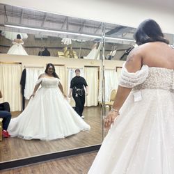 I tried on a beautiful pearl dress just not for me!