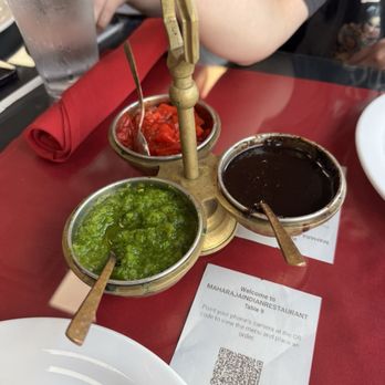 Maharaja Indian Restaurant - Red Chutney (Very Spicy) Mint-Cilantro Chutney (Some Spice) Tamarind Brown Chutney (Sweet) - Indian Near Me - Wilder, Kentucky Maharaja Indian Restaurant - Red Chutney (Very Spicy) Mint-Cilantro Chutney (Some Spice) Tamarind Brown Chutney (Sweet) - Indian Near Me - Wilder, Kentucky