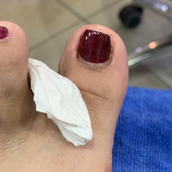 Euro Nails Spa - Crooked!  Looks like a week's growth of nail since it was t at the end. :( - Nail Salons Near Me - Riverside, California