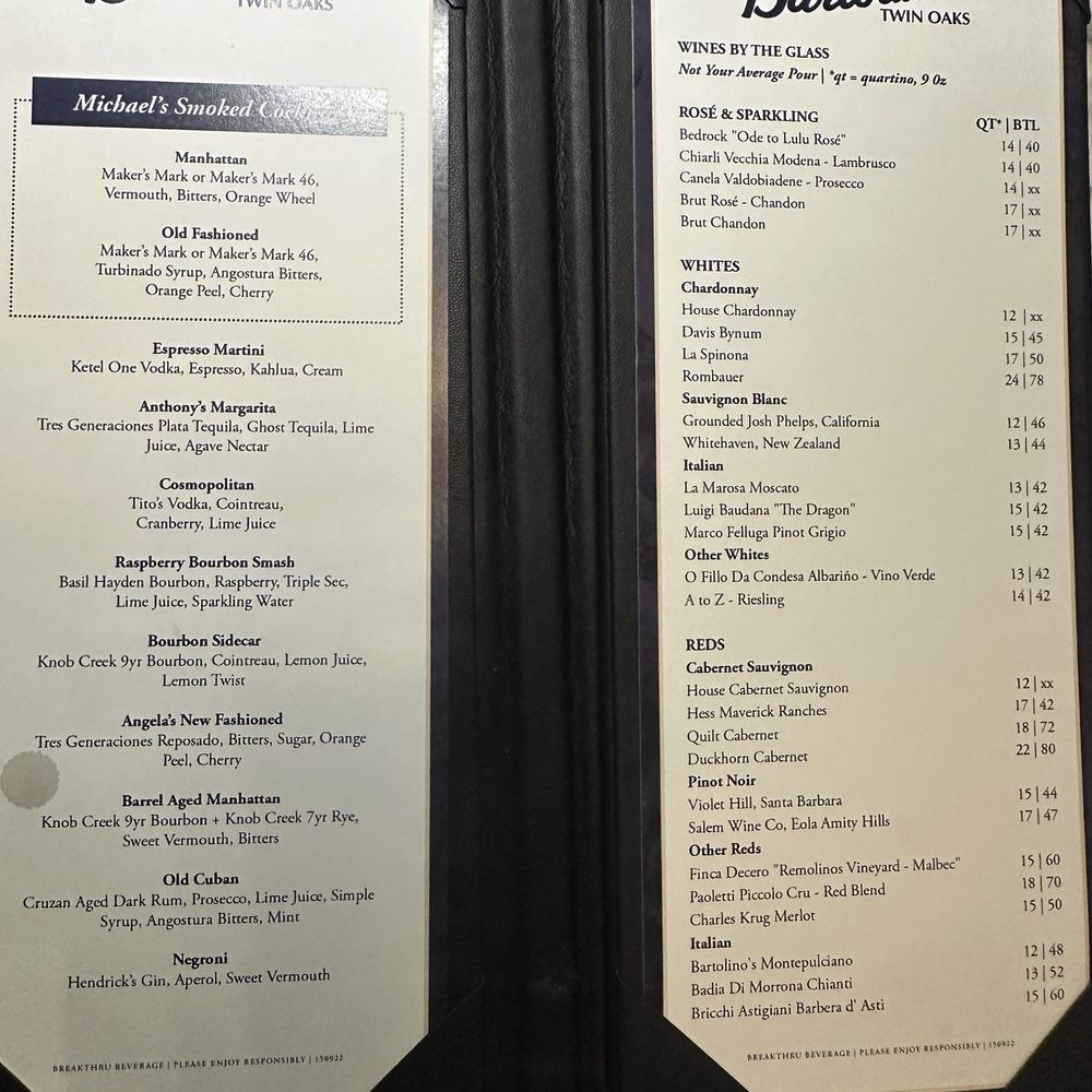 Bartolino's Twin Oaks - Drink menu - Italian Near Me - Manchester, Missouri Bartolino's Twin Oaks - Drink menu - Italian Near Me - Manchester, Missouri