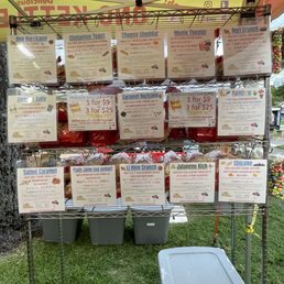 a display of hot dogs