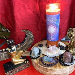 Beautiful maat statue and arc angel statue of uriel using my cosmic clearing candle all thanks to the cosmic candle,. Loveeee them !