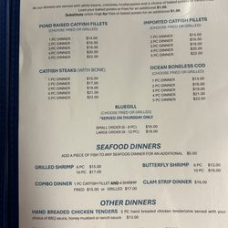 The Catfish House - Fish dinner Menu!