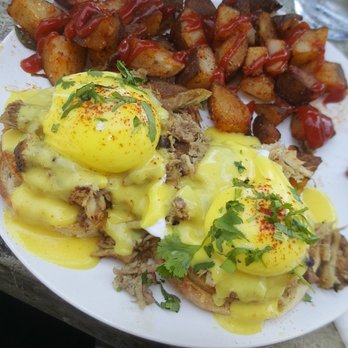 Cafe Topes - Pulled pork eggs Benedict with a side of potatoes - Coffee & Tea Near Me - Carlsbad, California Cafe Topes - Pulled pork eggs Benedict with a side of potatoes - Coffee & Tea Near Me - Carlsbad, California