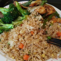 Fried rice. Broccoli beef. Chicken and string beans.