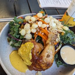 Rotisserie chicken & salad. THAT CORN