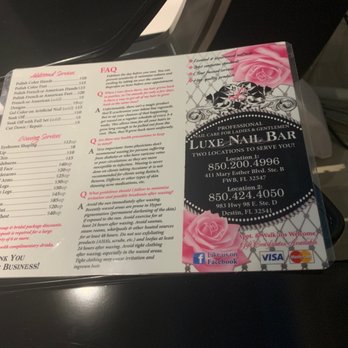 Luxe Nail Bar - menu of services - Waxing Near Me - Destin, Florida