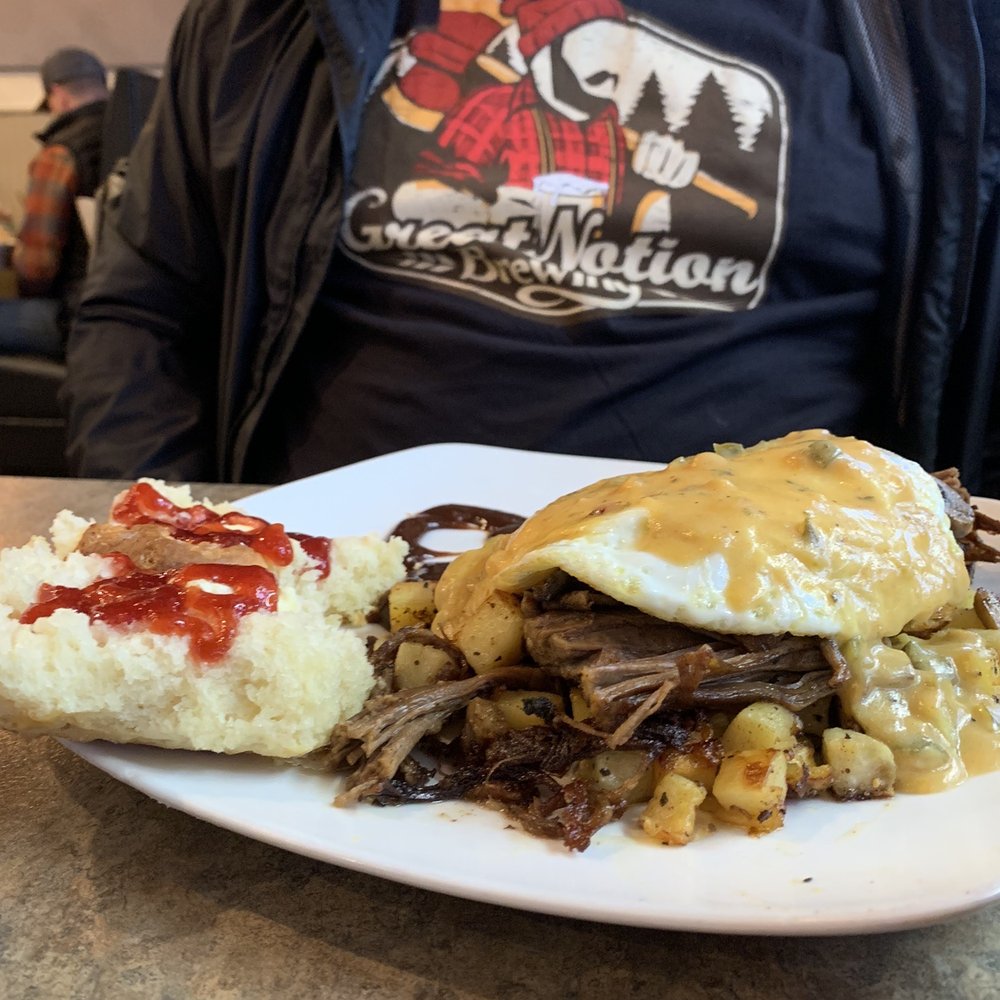 Sassy Onion State Street - My husbands Beef Brisket Hash Breakfast. The sauce is INCREDIBLE! - Breakfast & Brunch Near Me - Salem, Oregon Sassy Onion State Street - My husbands Beef Brisket Hash Breakfast. The sauce is INCREDIBLE! - Breakfast & Brunch Near Me - Salem, Oregon