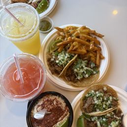 Street tacos, agua Fresca, street corn