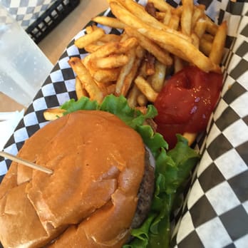 Grinderz - There's the burger. Fries are next to it lol - Burgers Near Me - Huntington Beach, California