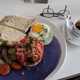 The breakfast stack and an espresso The breakfast stack and an espresso