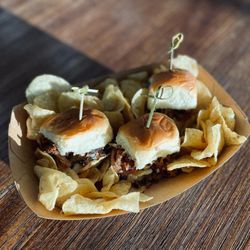 Public House of Yakima - Yakima public House slider served on tiny dinner rolls with a micro spot of pork. These look better than what you actually get