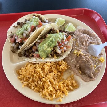 Maria's Mexican Food - a plate of tacos and rice - Mexican Near Me - Des Moines, Iowa