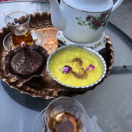 chai tea with cardamum, flowers, cinnamon. what a delight!