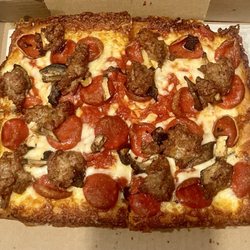 Antonio's Real Italian Pizza - Detroit Sicilian old wrld pepp, bella shrooms & sausage.