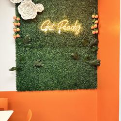 Peach Grass wall for photo ops