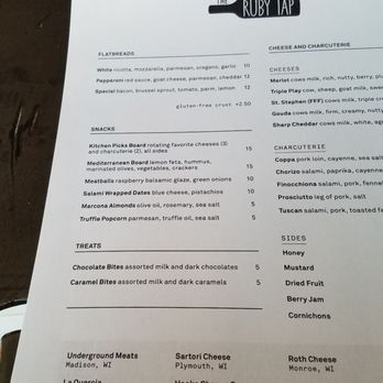 The Ruby Tap - Menu - Feb 2020 - Wine Bars Near Me - Mequon, Wisconsin