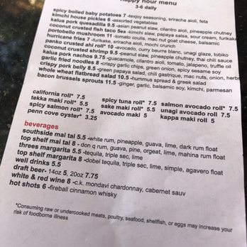 Three's Bar & Grill - Happy Hour menu - Asian Fusion Near Me - Kihei, Hawaii