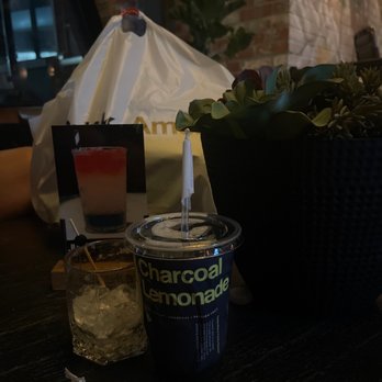 Eureka! - 32 oz. Charcoal Lemonade to go my little one loves it plus my empty sour whiskey  so so yummy - Burgers Near Me - Ontario, California