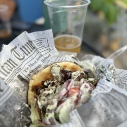 Erik’s Gyros Fusion Cuisine - Lamb gyro and a cold IPA!