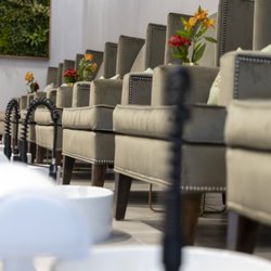 PAINT Nail Bar - Porcelain jet-less bowls and luxurious chairs for pedicures; balancing high hygiene standards with luxury