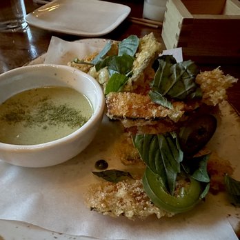 Uchiko Austin - Kabocha tempura was crispy and creamy. The shiso sauce was really yummy! - Sushi Bars Near Me - Austin, Texas Uchiko Austin - Kabocha tempura was crispy and creamy. The shiso sauce was really yummy! - Sushi Bars Near Me - Austin, Texas