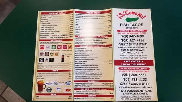 Menu photo 7 Si Como No Eastvale, CA