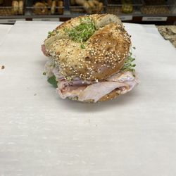 Bagel World Bakery & Deli - Turkey + Salami on Everything Bagel