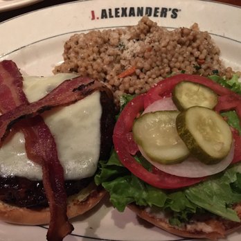 J. Alexander's - Veggie burger and a side of Israeli Couscous - New American Near Me - Atlanta, Georgia