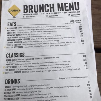 Camino - Brunch menu - Diners Near Me - Milwaukee, Wisconsin Camino - Brunch menu - Diners Near Me - Milwaukee, Wisconsin