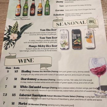 Thai Nakorn Restaurant - Drink (alcohol) menu - Thai Near Me - Stanton, California