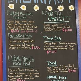 Breakfast menu