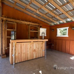 The interior of the Cocktail Cabana is set up to work for any occasion, whether it is a lemonade stand, full bar or such.