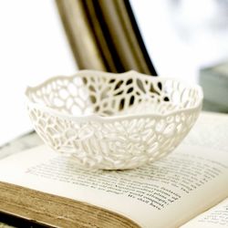 Isabelle Abramson Porcelain - Small Carved Porcelain Bowl. https://www.isabelleabramson.com/shop/very-small-carved-porcelain-lace-bowl