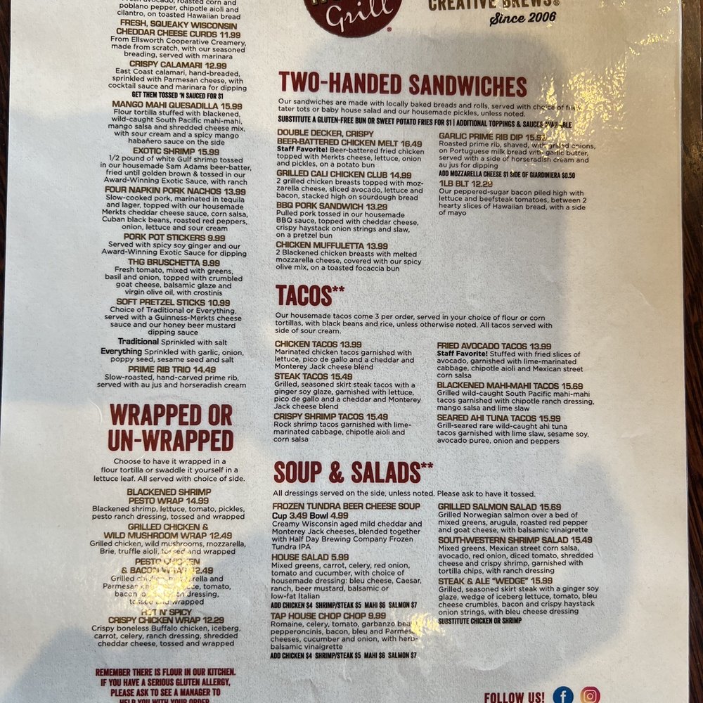 Tap House Grill Algonquin - Lunch Menu - American Near Me - Algonquin, Illinois Tap House Grill Algonquin - Lunch Menu - American Near Me - Algonquin, Illinois