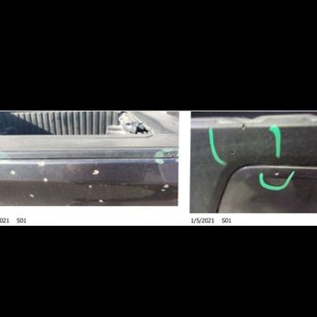 Francis Collision Centre - Before, from a BB or pallet gun. Not sure - Body Shops Near Me - Fresno, California