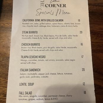 The Corner - Specials Menu - Breakfast & Brunch Near Me - Glendale, California