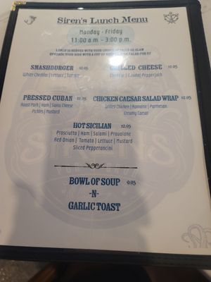 Menu photo 2 Sirens Seminole, FL