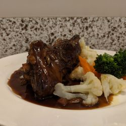 Aurora Artisan Bar & Grill - Braised Lamb Shank w mash and veg $13.95
