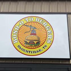 Bond-o To Burgers - Logo above the door