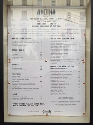 Menu photo 4 Andina London, XGL Menu photo 4 Andina London, XGL