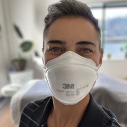 Rachel N Thurber, NMT, CMT - Rae wearing a NIOSH approved N95 mask at all times to help keep you healthy during your session.
